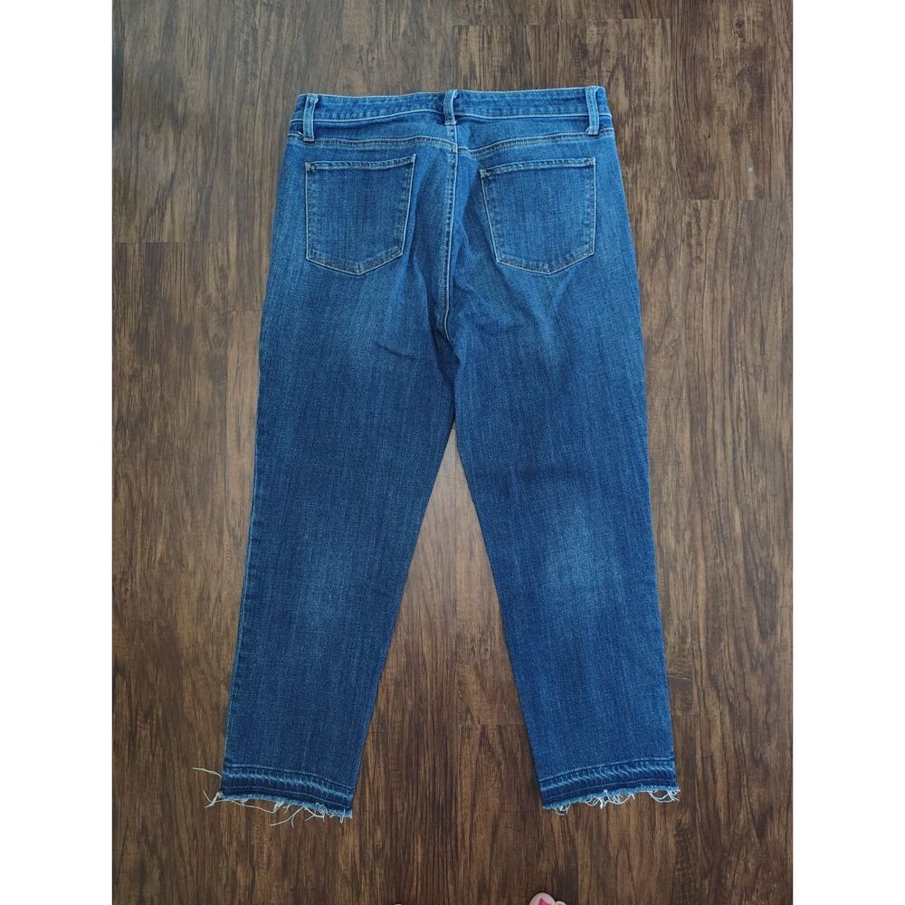 Talbots Flawless Five Pocket Crop Jeans Sz 12 Raw Hem Stretch Blue Denim Capri - Picture 3 of 6